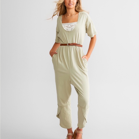Free People Pants - Free People Good Side Light Sage Scoop-Neck Jumpsuit size
Large